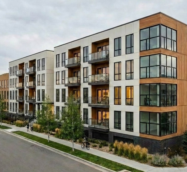 Proposed five-story community — street elevation, illustrative rendering